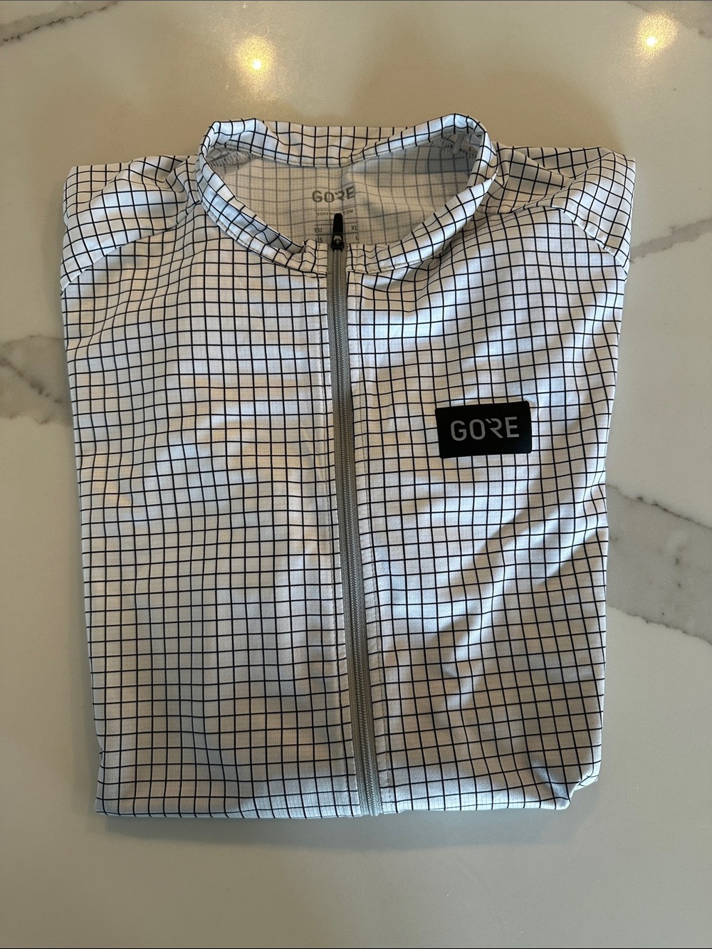 GORE Grid-Print Full-Zip Men’s Shirt — White/Black